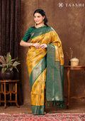 Mustard Floral Tissue Brocade Silk Saree