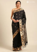 Black Temple Art Silk Saree